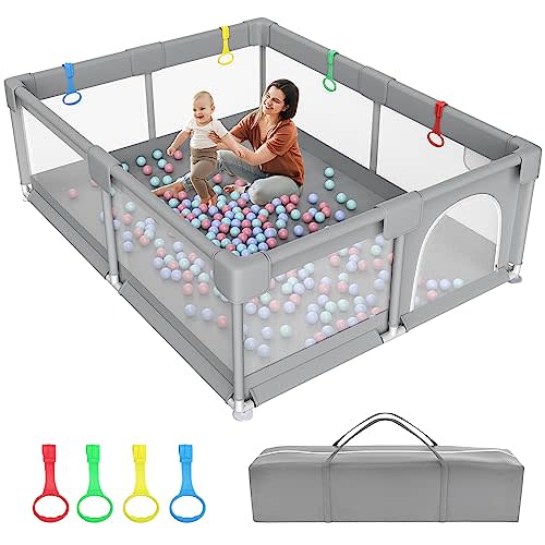 79" ×71" Extra Large Baby Playpen, Big Playpen for Babies and Toddlers, Gap-Free, Climb-Proof Play Yard for Baby, Spacious Baby Play Pen with Zippered Door and Storage Bag