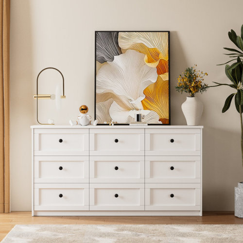 Winston Porter 59” Wide Bedroom Dresser, Chest Of Drawers 9 Drawer Dresser for Bedroom, Living Room, Closet | Wayfair