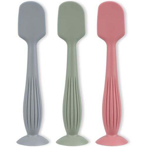 3 Pieces Diaper Cream Applicator Set - Soft Silicone Baby Butt Brush with Suction Base, Baby Butt Spatula, Full Size - Newborn Baby Essentials (Color 4)