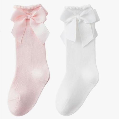 Baby Girls Socks Knee High Socks With Bow Infants Toddlers Stockings School Uniform Dress Socks