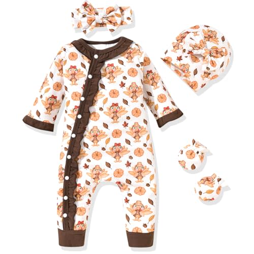 Aalizzwell Baby Girls Romper Outfit Fall Winter Clothes with Accessories