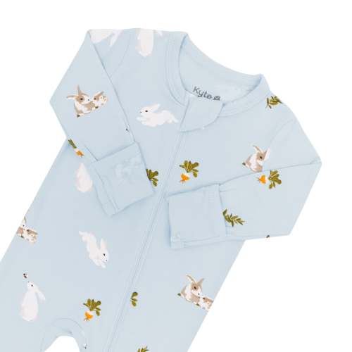Kyte Baby Zippered Footie - Ice Rabbit, 3-6m