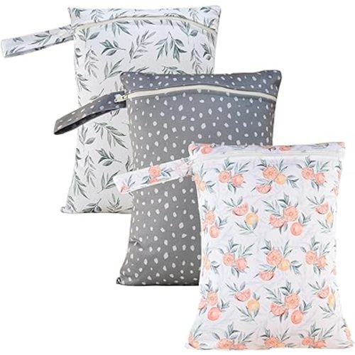 3 Set Wet Bag Storage Bag Waterproof Washable Travel Bags, Beach, Pool, Gym Bag for Swimsuits & Wet Clothes (Orange)