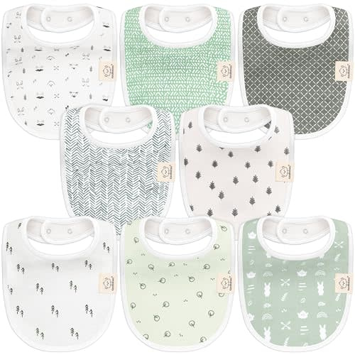 8-Pack Organic Baby Bibs for Boys, Girls - Soft Cotton Drooling and Teething Baby Bibs, Baby Girl Bibs, Baby Boy Bibs, Baby Drool Bibs for Baby Girl, Boy, Newborn Infant Bibs(Nordic)