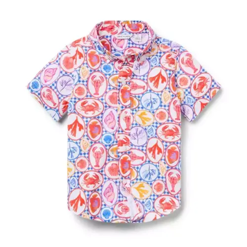 Boy White Ocean Icon The Poplin Shirt by Janie and Jack