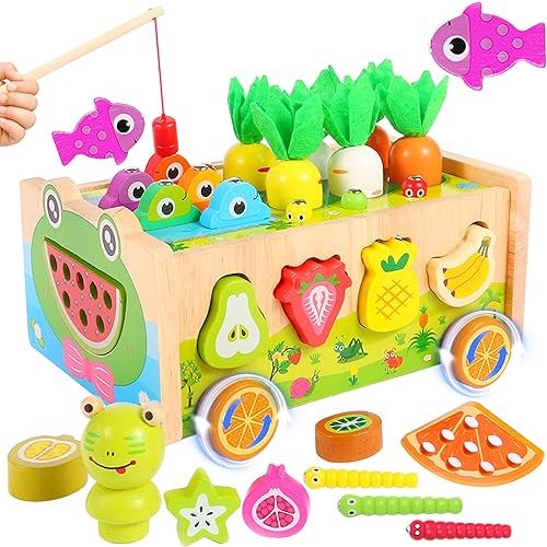 Montessori Toys for 1 Year Old, Wooden Shape Sorter for Infants and Toddlers, Gift for 1 2 3 4 Year Old Boys and Girls, Sensory Toys for Toddlers，Activity Cube，Baby First Birthday Gift