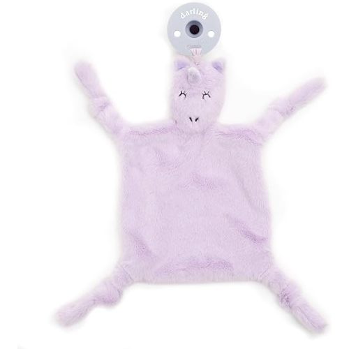 Pacifier Holder with Detachable Pacifier by Bella Tunno, Soft Animal Lovey Snuggle Toy Attaches to Teethers, Baby Gift for Newborn Boys and Girls, Babies 0+ Months, Unicorn