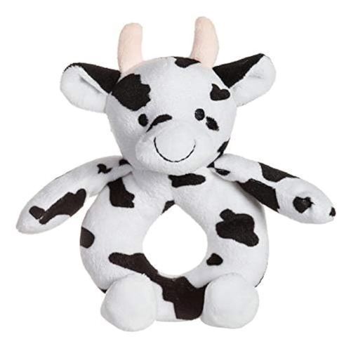 Apricot Lamb Baby cow Soft Rattle Toy, Plush Stuffed Animal for Newborn Soft Over 0 Months (cow, 6 Inches)