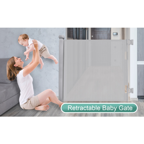 stusgo Retractable Safety Gate Extra Wide 33" Tall x 71" Wide, Grey