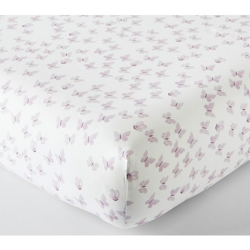 Watercolor Butterfly Organic Crib Fitted Sheet | Pottery Barn Kids