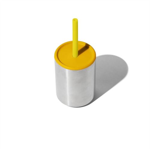 Avanchy Stainless Steel Insulated Training Cup with Silicone Straw Lid, 8oz Spill-Proof Sippy Cup for Toddlers and Infants, Easy Clean, BPA-Free, Leak-Proof Design, Yellow