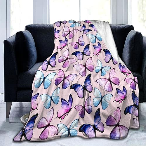 Butterfly Blanket Beautiful Butterfly Throw Blanket Ultra Soft Flannel Butterflies Blanket Gifts for Kids Adults 50"X40"