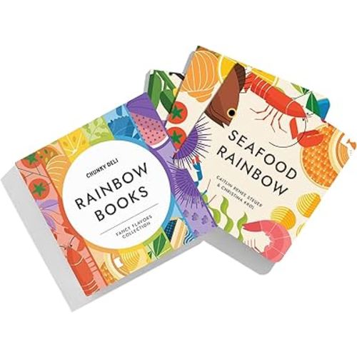 Rainbow Books Fancy Flavors Collection 3 Board Book Box Set Including Gourmet, Spice, Seafood Rainbow. Newborn Baby And Toddler Foodie Essential Must Haves Read Aloud Rhymes Sight Words By Chunky Deli