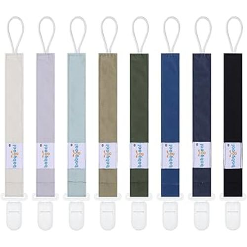 Babygoal Pacifier Clips 8 Pack, Pacifier Holder Clips for Baby Boys and Girls Fits for Most Pacifier, Binkie Styles & Baby Teethers & Toys and Gift-Neutral Color 8PS45