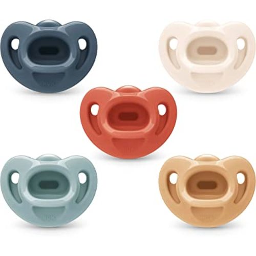 NUK Timeless Comfy Pacifier | 100% Silicone, One-Piece Design | BPA-Free, Gentle on Baby’s Skin | 5-Pack, for 0-6M