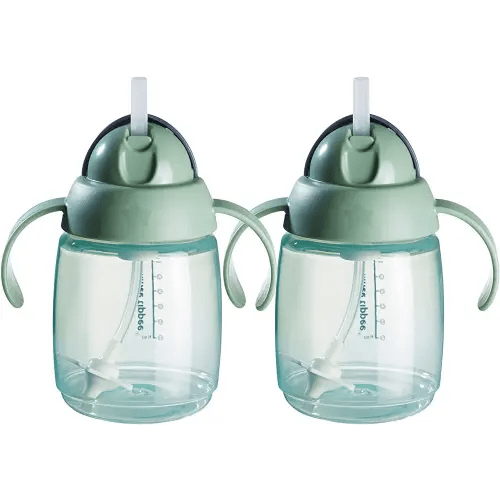 Tommee Tippee Superstar Weighted Straw Cup for Toddlers, 6m+, 10oz, 2 Pack Leak and Shake-Proof, Antimicrobial Technology, Green