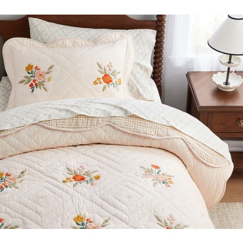 Chris Loves Julia Reversible Floral Embroidered Quilt & 2 Shams | Pottery Barn Kids