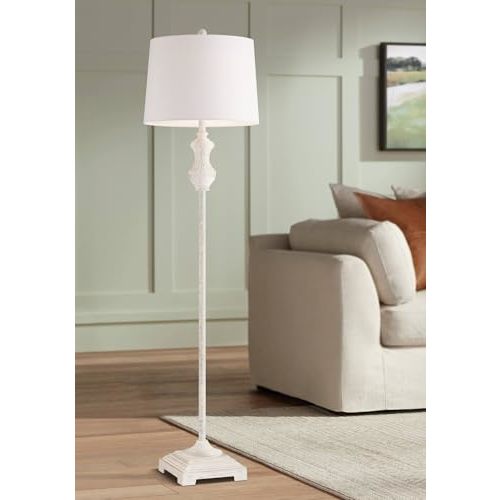 Barnes and Ivy Verona Traditional Shabby Chic 61 1/2" Tall Standing Floor Lamp Skinny Vintage White Living Room Bedroom House Reading Office Home Decor Entryway Dining Indoor Family Bedside
