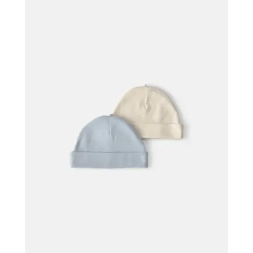 Baby 2-Pack Caps - Blue/Ivory | Carter's