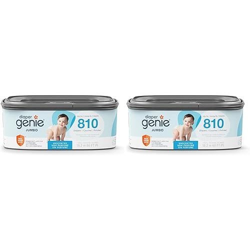 The Diaper Genie Jumbo Square Refill, with Continuous Film, can Hold up to 810 Newborn-Sized Diapers per Refill. (Pack of 2)
