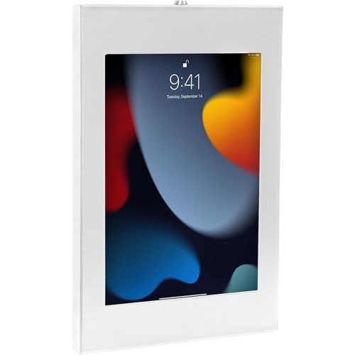 Mount-It! Anti-Theft Tablet Wall Mount, Low Profile Wall Kiosk with Secure Lockable Steel Enclosure, Locking Tablet Mount for iPad Generations 7-10, Pro, Air, 10.2 inch, 10.9, White