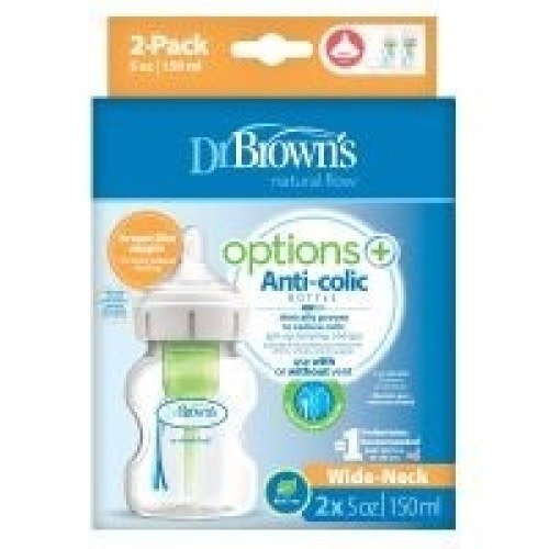 Dr Browns Options+ Wide Neck Bottle - 150ml - 2 Pack | Unsung Heroes Sale | Baby Bunting AU