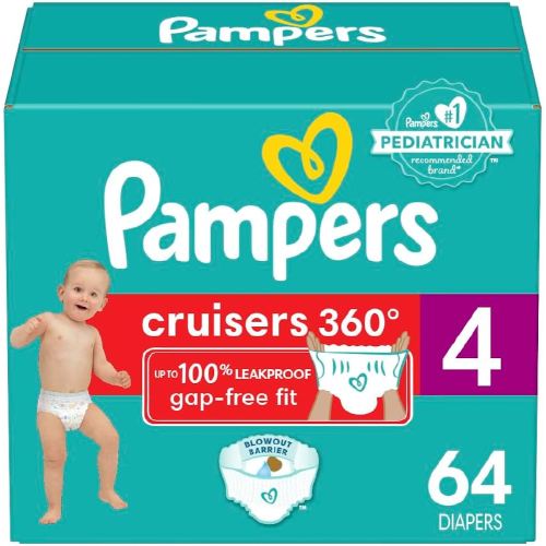 Pampers Diapers - Cruisers 360 - Size 4, 64 Count, Babyproof up to 100% Leakproof Pull-On Diaper