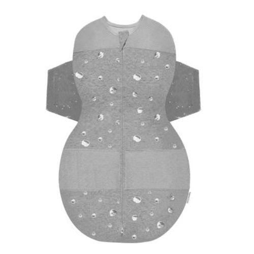 Happiest Baby Snoo Sack Swaddle Wrap - Gray Melange With Planets Stars On Wings - S