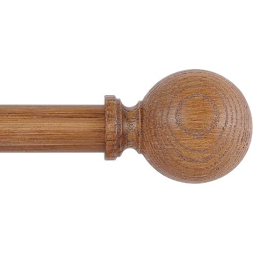 Wood Curtain Rods for Windows 18 to 60 Inch,1 Inch Wood Grain Ball Adjustable Curtain Rod,Boho Heavy Duty Curtain Rods,Farmhouse Rustic Single Window Curtains Rods,Brown Drapery Rods Set 18-60"