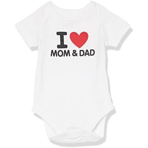 The Children's Place unisex-baby Short Sleeve 100% Cotton I Love Mom & Dad Bodysuit