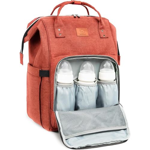 KeaBabies Baby Diaper Bag Backpack - Large Baby Bag for Boys, Girls, Waterproof Multi Function Travel Diaper Backpack with Changing Pad, Durable Travel Essentials for Moms and Dads (Rustic Red)