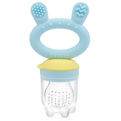 haakaa Baby Food Feeder/Fruit Feeder Pacifier Silicone Baby Feeder for Babies Infant Teething Toys(1 Pack, Blue)