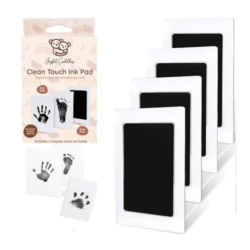 Clean Touch Hand and Footprint Kit - Large Ink Pad for Baby Hand and Footprints - Dog Paw Print Kit,Dog Nose Print Kit - Baby Footprint Kit, Includes Gift Box, 4 Inkpads and 8 Art Cards