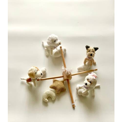 Custom dog baby mobile, custom cat baby nursery, crochet dog pet, custom animal baby mobile