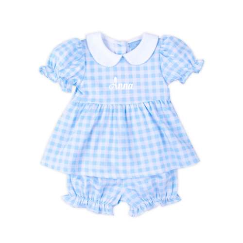 Riley Gingham Knit Bloomer Set Light Blue