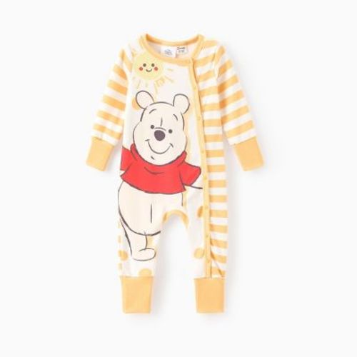 Disney Winnie the Pooh Baby Infant Boy Naia? Cute Striped Enveloping Cuff Romper Jumpsuits (Ginger, 6-9 Months)