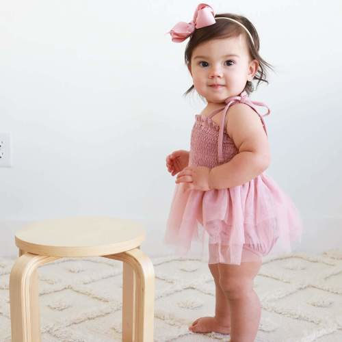Smocked Tutu Bodysuit | Mauve