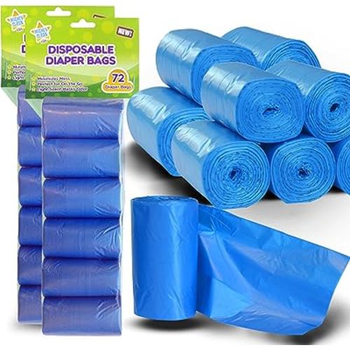 Mighty Clean Baby Disposable Diaper Bag Refill Rolls - Waste Sacks with Light Powder Scent - 144 Count