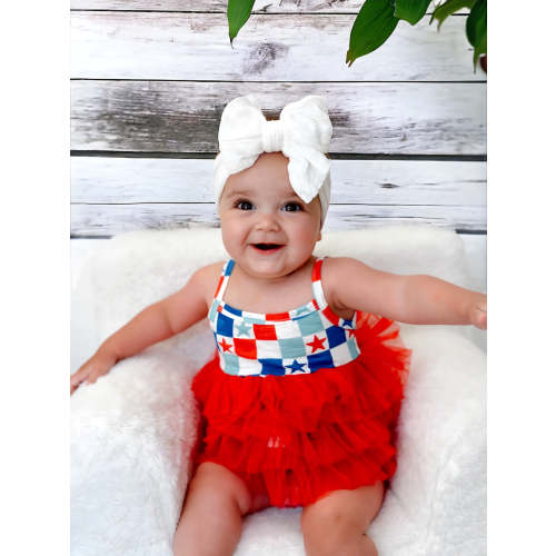 Red, White & Blue Checkerboard / Organic Tutu Bodysuit