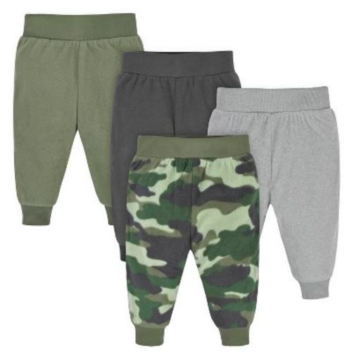 Gerber Baby Boys' Microfleece Pants, 4-pack, Navy & Gray, 12 Months