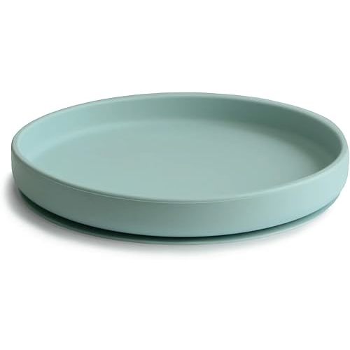 mushie Classic Silicone Suction Plate | BPA-Free Non-Slip Design (Cambridge Blue)