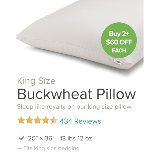 Hullo 2-Pack King Buckwheat Pillow
