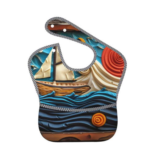 Easygdp Whimsical Sailboat Ocean Art Bibs For Babies, Baby Bibs for Eating, Toddler Bibs, Waterproof Bibs, Feeding Bibs, for Toddlers, Boys, Girls