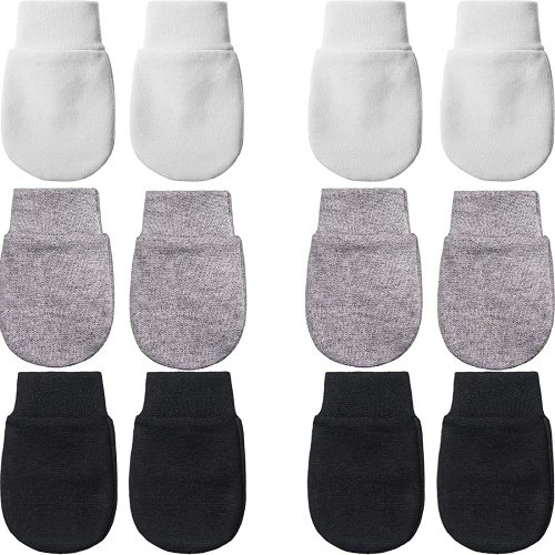 6 Pairs Newborn Baby Mittens Infant Toddler Gloves No Scratch Mittens Cotton Gloves for 0-6 Months Baby Boys Girls