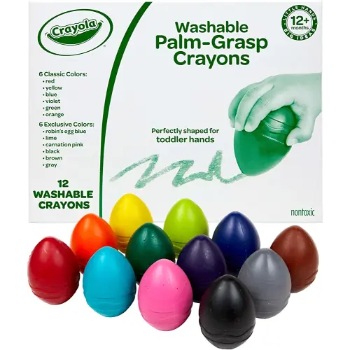 Crayola Egg Crayons (12ct), Washable Toddler Crayons, Jumbo Crayons for Toddlers, Preschool Art Supplies, Toddler Gifts, Ages 1+