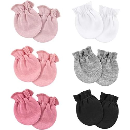 6 Pairs Newborn Baby Mittens No Scratch Elastic Wrist Gloves Soft Infant Baby Mittens for Newborn Baby Boy Girl