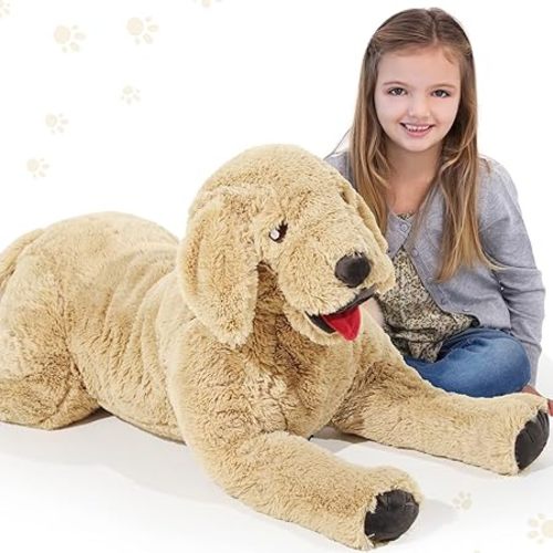 Geosar Dog Stuffed Animals Plush 47.2 Inch Soft Cuddly Golden Retriever Plush Toys Large Stuffed Dog Body Pillow Gifts for Kids Girls Boys Birthday