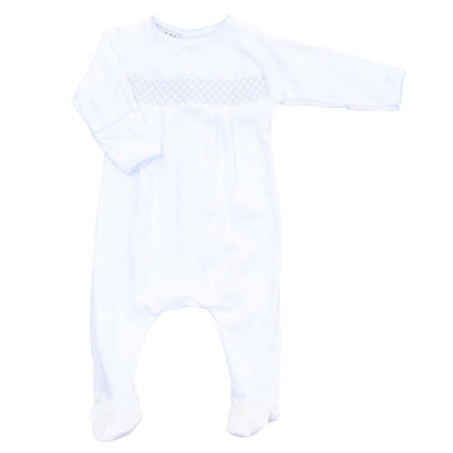 Essentials Blue Trim Smocked Footie