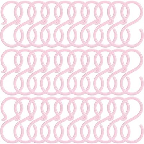 POVETIRE 30 Pack 2.5 Inch Plastics Pink S Hook for Hanging Baby Headband Hair Accessories Baby Bib NecklaceJewelry Hat Holder