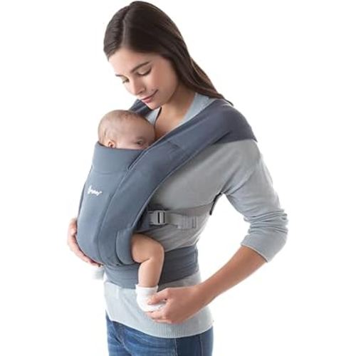 Ergobaby Embrace Baby Carrier Newborn to Toddler - Lightweight Ergonomic Baby Carriers - Cozy Essentials (7-25 Pounds), Ponte Knit, Oxford Blue